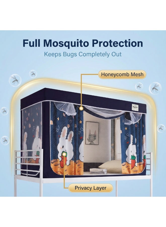 واي آند دي عتيم على المرسى العلوي Bunk Bed Curtains للنوم غرفة نوم مضاد للضوء زخرفة زميلة الغرفة الخصوصية غطاء المظلة الصورة الخلفية ديكور Backdrop تعتيم الستار 6 لوحات مع أعلى - Image 2